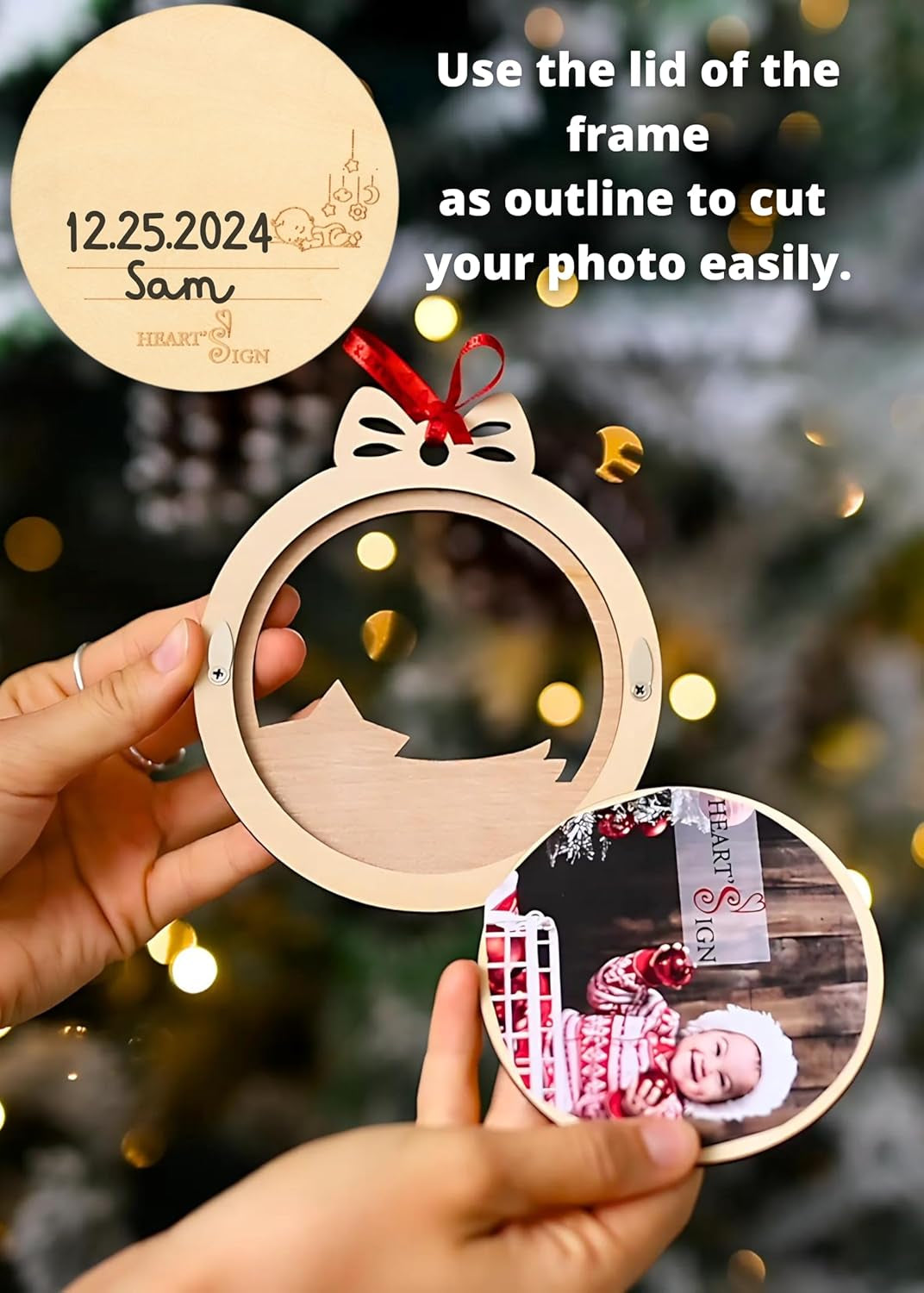 Set of 3 Babys First Christmas Photo Frame Ornament 2024 | My First Christmas Ornament with Photo Frame | Babys 1St Christmas Ornament 2024