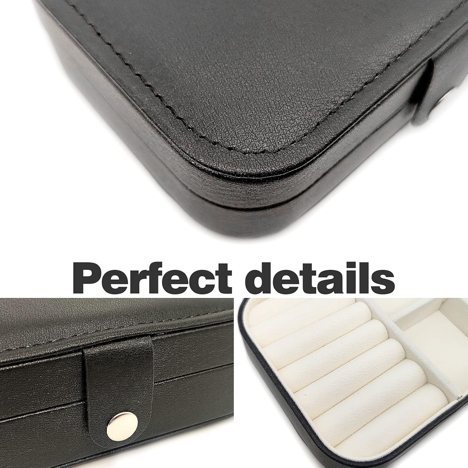 Small Jewelry Box - Mini Jewelry Box - Women Travel Jewelry Case, Portable Small Jewelry Organizer for Rings Earrings Necklace, Gifts for Girls Women (Black)