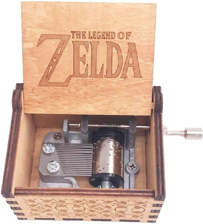 The Legend of Zelda Music Box Hand Crank Musical Box Carved Wooden,Play Zelda:Song of Storms from Ocarina of Time,Brown