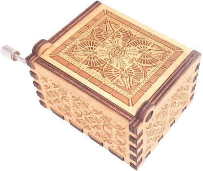 The Legend of Zelda Music Box Hand Crank Musical Box Carved Wooden,Play Zelda:Song of Storms from Ocarina of Time,Brown