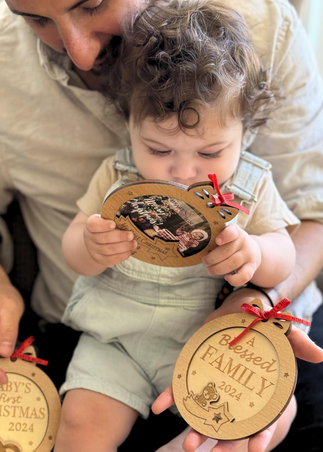 Set of 3 Babys First Christmas Photo Frame Ornament 2024 | My First Christmas Ornament with Photo Frame | Babys 1St Christmas Ornament 2024
