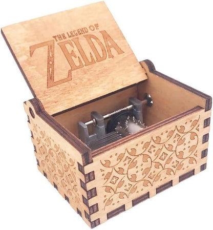 The Legend of Zelda Music Box Hand Crank Musical Box Carved Wooden,Play Zelda:Song of Storms from Ocarina of Time,Brown
